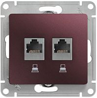 Розетка компьютерная без рамки Systeme Electric Glossa 2-м. RJ45+RJ45 5e баклажан картинка